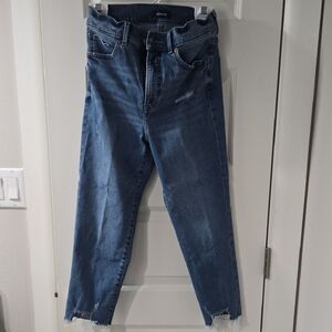 Express Distressed Blue Cropped Jeans